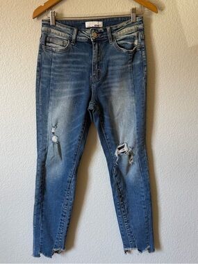 Vervet Slim Distressed High-Rise Skinny Jeans - Blue